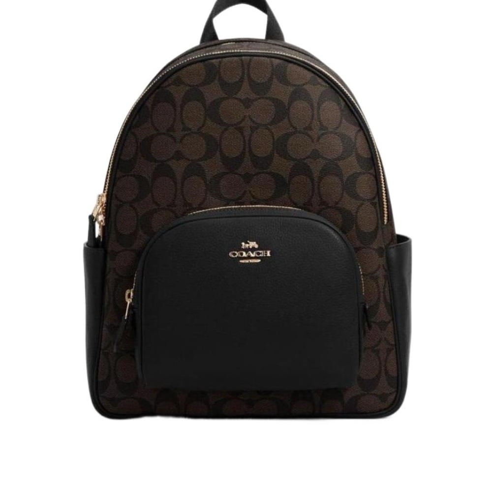Coach court c5671 brown and black leather back pack NWOT
